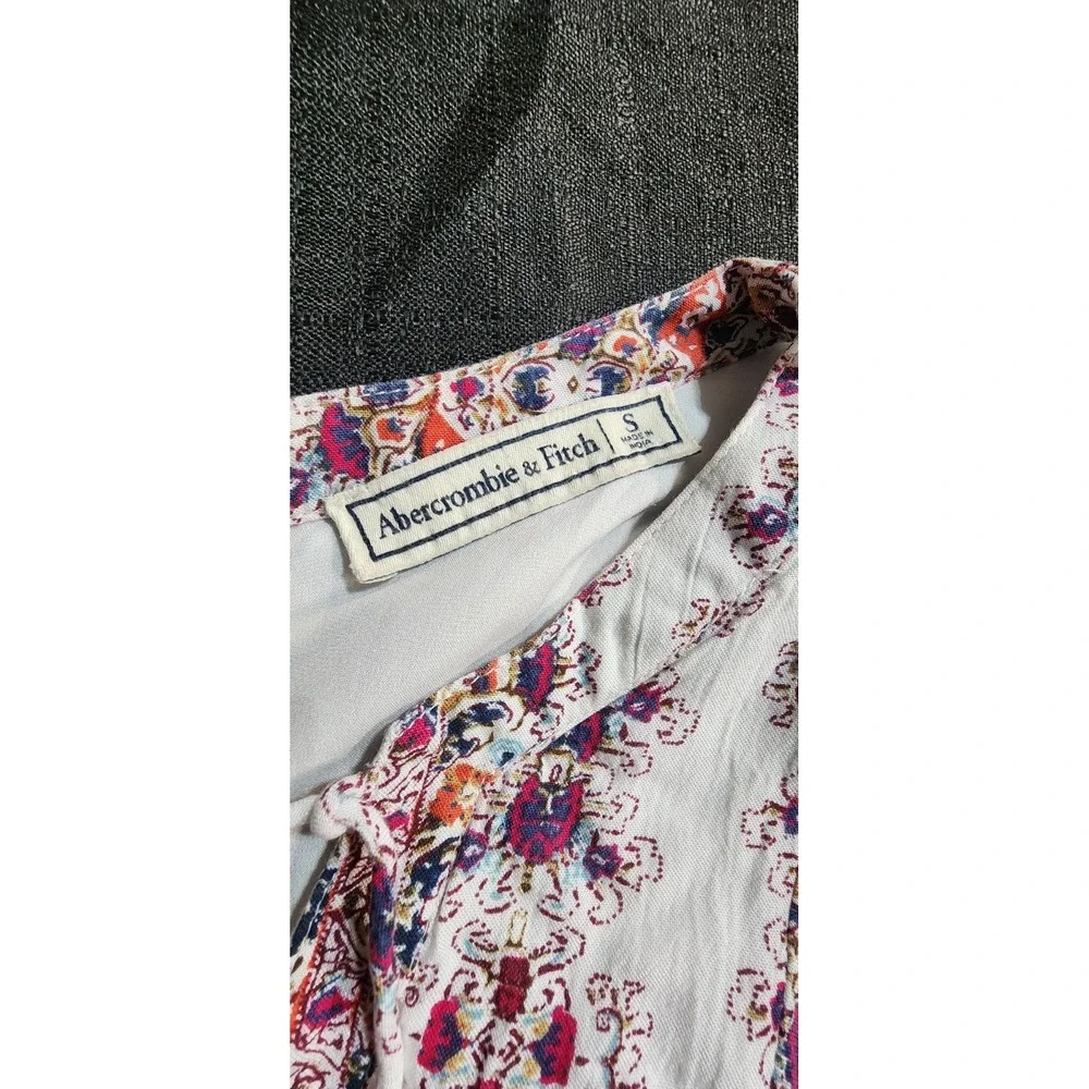 ABERCROMBIE & FITCH Women Maxi Dress Sz Small White Floral Lace‎ Up Boho Hippie